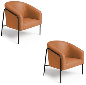Poltrona Sala Industrial Alta Preto Kit 2 Stella Sintético PU D03 - D'Rossi - Whisky