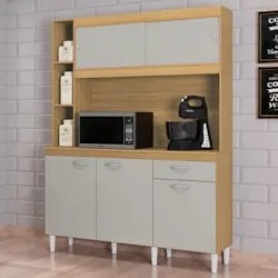 Armário de Cozinha Compacta 140cm Parisi Z46 Damasco/Off White - Mpoze