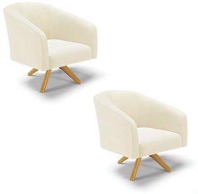 Poltrona Decorativa Giratória MA30 Kit 2 Stella Cotelê Int/Veludo D03 - D'Rossi - Off White