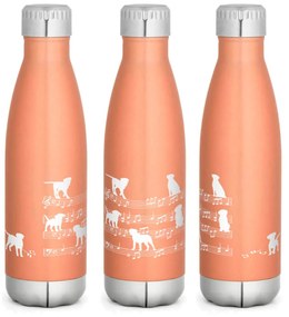 Garrafa Térmica Inox Brilhante 510 ml Cachorro Musical Branco - Dourado