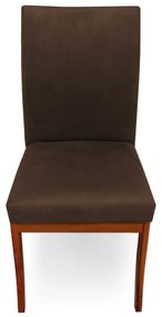 Conjunto 4 Cadeiras Raquel para Sala de Jantar Base de Eucalipto Suede Marrom