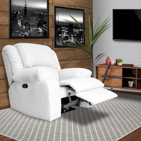 Poltrona do Papai Reclinável Manual Magnum PU Sintético Branco G23 - Gran Belo