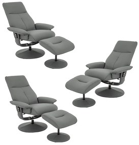 Kit 3 Poltronas do Papai Elétrica Reclinável Giratória com Apoio de Pés e Massagem Nebraska PU Fendi G56 - Rivatti