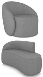 Sofá 2 Lugares 140cm Wendi e Poltrona Steve Linho Grafite I01  - Mpoze