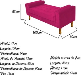 Recamier Félix Solteiro 100cm Suede Pink - ADJ Decor