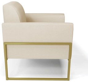 Kit 2 Poltronas Base Industrial Alta Dourado Marisa Corino D03 - D'Rossi - Bege