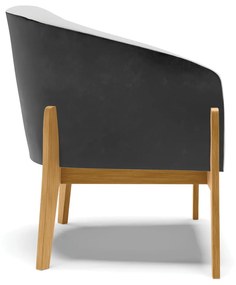 Poltrona Decorativa Base de Madeira kit 2 Stella Preto/Linho Cinza D03 - D'Rossi