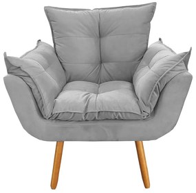 Poltrona Decorativa Opala Pés Palito Suede Cinza - Sheep Estofados - Cinza