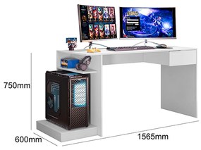Mesa Gamer Escrivaninha Para Computador Monster Rubi Branca - Mobler