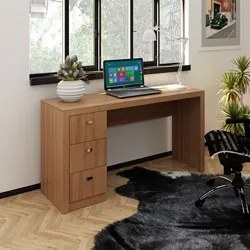 Mesa Para Computador 3 Gavetas ME4102 Amêndoa - Tecno Mobili