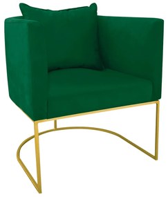 Poltrona Paola Suede Base Metálica Dourado D03 - D'Rossi Bege - Verde