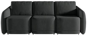 Sofá Cama Modulado Retrátil e Reclinável Decorativo Varsóvia 276cm Veludo Cinza Chumbo G33 - Gran Belo