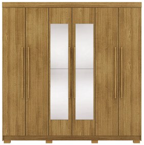 Guarda Roupa Casal Doral 6 Portas de Bater 2 com Espelhos 2 Gavetas Nature G98 - Gran Belo
