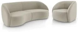 Sofá 4 Lugares Orgânico 318cm e Poltrona Zion Z32 Veludo Bege - Mpozen