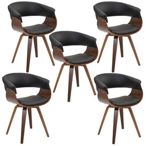 Kit 05 Cadeiras Decorativas para Sala de Jantar Ohana Fixa PU Preto G56 - Gran Belo