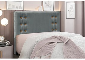 Cabeceira Cama Box Solteiro 90 cm Gênova Veludo S04 - D'Rossi - Cinza