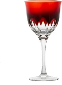 Taça de Cristal Lapidado Artesanal p/ Água Libélula - Vermelho - 45  Vermelho - 45