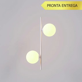 Pendente Vertical Slim Jabuticaba 10X23,5X48,5Cm Aluminio E 2X Globo Ø... (BRANCO, FOSCO)