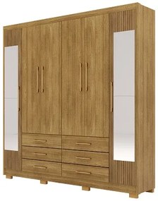 Guarda Roupa Com Espelho Canadá 6 Portas e 6 Gavetas Nature/Brisa - Vila Rica Móveis