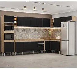 Armário de Cozinha Modulada de Canto 9 Peças CP04 Balcão Castanho/Pret