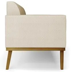 Sofá Namoradeira Base Madeira Castanho Maressa Veludo Luxo Off White -