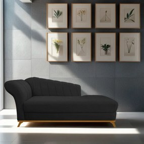 Recamier Vanessa 185cm Lado Direito Corano Preto - ADJ Decor