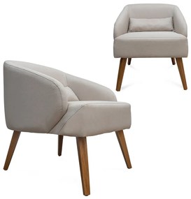 Kit 2 Poltronas Decorativas Lara Pés de Madeira Suede Bege - Sheep Estofados - Bege