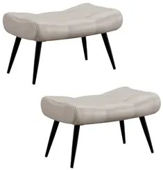 Kit 2 Puffs Decorativos Para Sala de Estar Pés Palito Lord Facto Dunas
