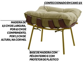 Kit 2 Puffs Decorativos Sala de Estar Abel Base de Madeira Dourada Veludo Bege G41 - Gran Belo