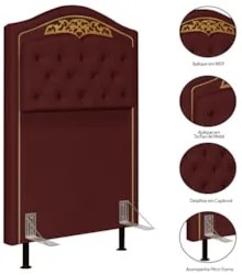Cabeceira Cama Box Solteiro 90cm Com Calçadeira Baú Imperial J02 Velud