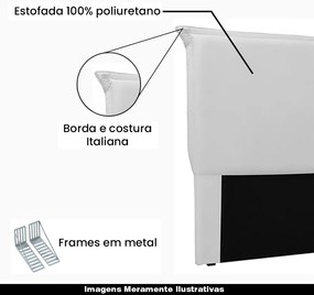 Cabeceira Decorativa Casal 1,40M Trento PU Branco G63 - Gran Belo
