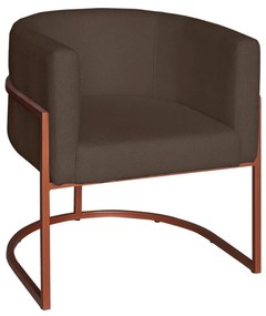 Poltrona Base Industrial Bronze Sala de Estar Lety Veludo - Chocolate