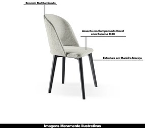 Kit 5 Cadeiras Decorativas Sala de Jantar Madeira Maciça Hadassa Linho Bege/Ébano G13 - Gran Belo