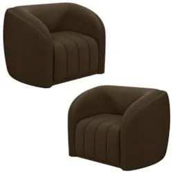 Kit 2 Poltronas Decorativa para Sala 112cm Meris Z32 Veludo Marrom - M