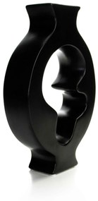 Vaso Decorativo em Cerâmica Vazado Preto 29x19 cm - D'Rossi