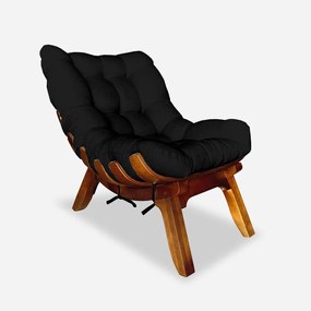Poltrona Decorativa Costela Veludo Preto