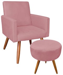 KIT 01 POLTRONA COM 01 PUFF LARISSA SUED - Rose