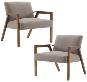 Kit 02 Poltronas Decorativas Sala de Estar Dux com Detalhe em PU Sintético Marrom G66 - Gran Belo