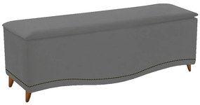 Calçadeira Estofada Yasmim 160 cm Queen Size Suede Cinza - ADJ Decor