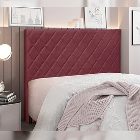 Cabeceira Decorativa 1,40M Baelon Veludo Vinho G63 - Gran Belo