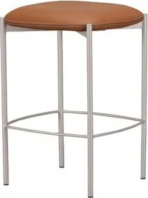 Banqueta Violette Alta Sem Encosto Couro Caramelo Base Aluminium - 77232 Sun House
