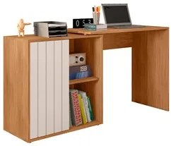 Mesa para Escritório Home Office 1 Porta Ripada Tech Freijó/Off White