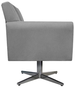 Poltrona Laura Base Giratória de Metal Suede Cinza - ADJ Decor