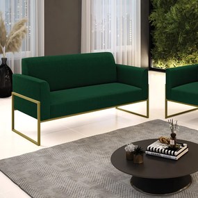 Sofá 2 Lugares Namoradeira Industrial Alta Dourado Marisa Bouclê D03 - D'Rossi - Verde