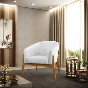 Poltrona Decorativa Base de Madeira kit 2 Stella Sintético D03 - D'Rossi - Branco