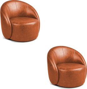 Poltrona Decorativa Orgânica Giratória kit 2 Lua Sintético PU D03 - D'Rossi  - Nozes