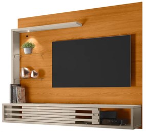 Painel TV 50 Pol 160cm Bancada Suspensa Sala Ravian M20 - D'Rossi - Cinamomo e Off White