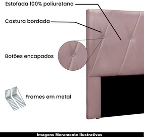 Cabeceira Decorativa Casal 1,40M Yves Veludo Lilás G63 - Gran Belo