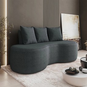 Sofá 2 Lugares Orgânico 160cm com Almofadas Benin Bouclê B03 - D'Rossi - Grafite
