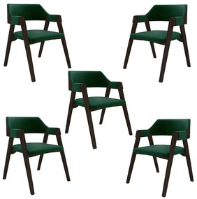 Kit 5 Cadeiras Sala de Jantar e Jogos Carteados Madeira Maciça Poker Veludo Verde/Capuccino G42 - Gran Belo